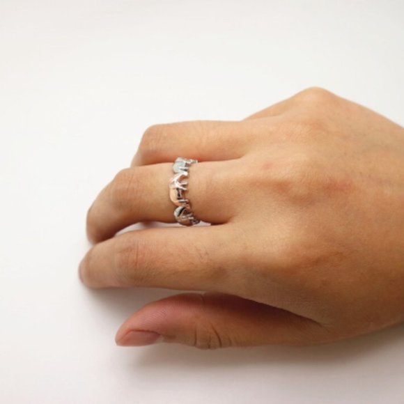 Silver & Gold Elephant Eternity Band Ring - Picture 5 of 5